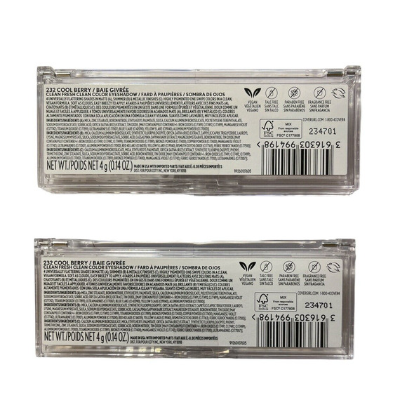 LOT Set of 2 Covergirl Clean Color Eyeshadow Palettes #232 Cool Berry NEW! - Picture 2 of 5